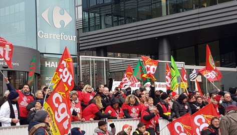 La CGT appelle tous les salariés du groupe Carrefour à un rassemblement devant l'hypermarché Carrefour de la porte de Montreuil lundi 5 février  à 10 heures en présence de Philippe Martinez


