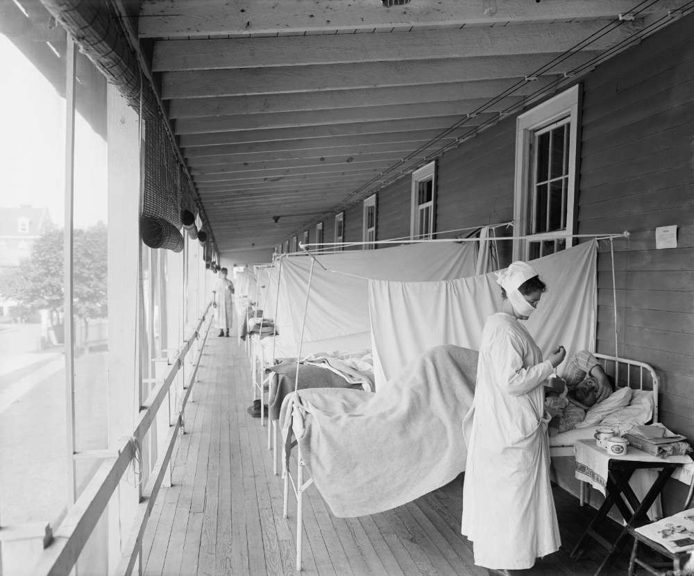 Unité de grippe de l’hôpital Walter Reed pendant l’épidémie de grippe espagnole de 1918-1919, à Washington, D.C.