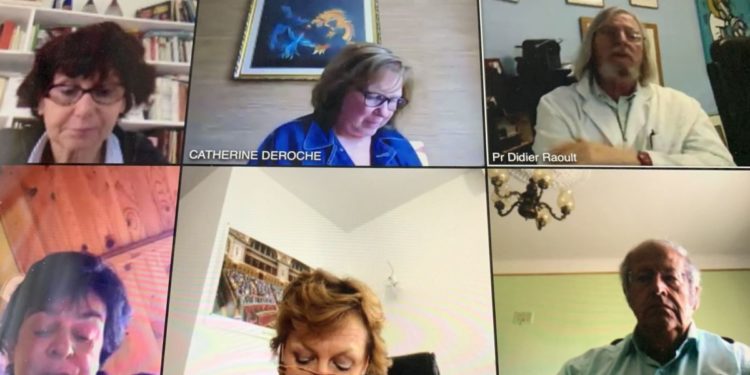 Le professeur Didier Raoult devant la commission des affaires sociales du Sénat (Crédit DR).